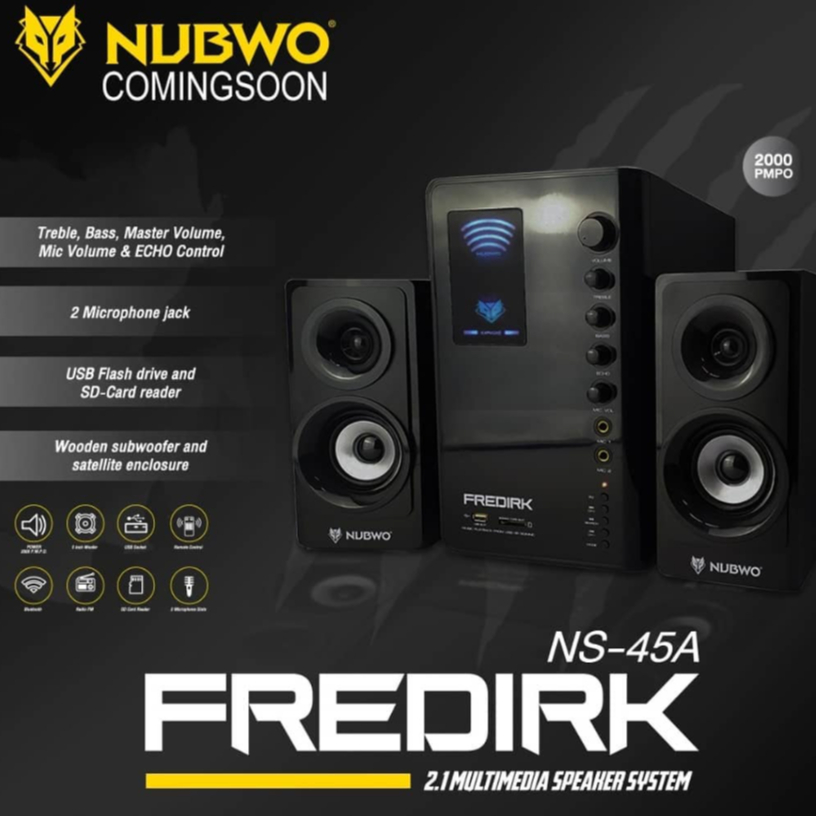 Speaker Multimedia 2.1 Bossted super bass subwoofer dengan bluetooth dan remote - Nubwo NS 45 A