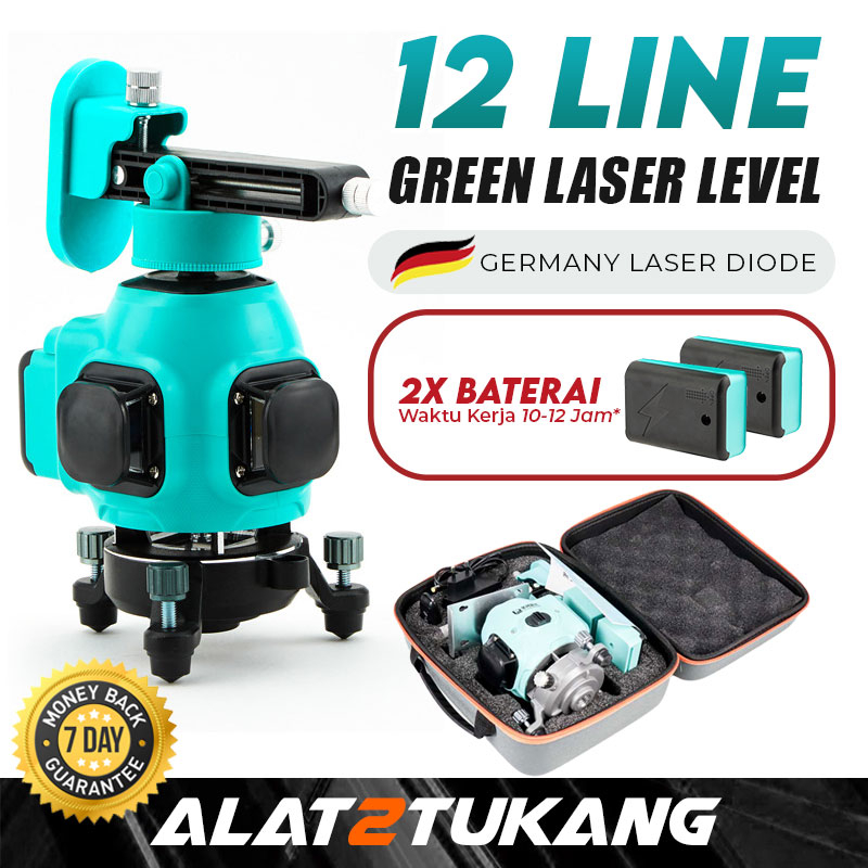 Laser Level 3D 12 Line Self Leveling 360 Projector Green Laser Hijau Mesin Leveling