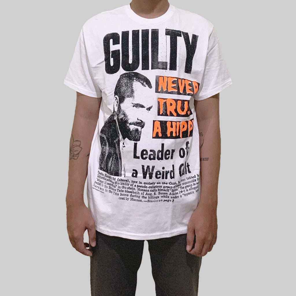 never trust a hippy charles manson t shirt original by psychocult