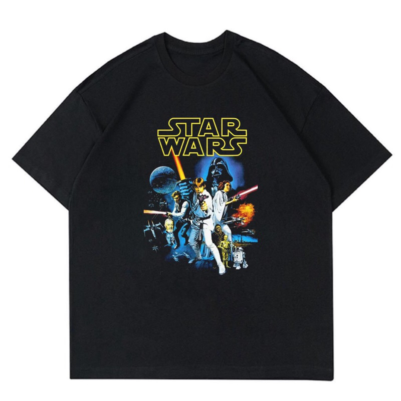 KAOS BAJU STAR WARS VINTAGE | T-SHIRT MOVIE MARVEL STAR WARS OVERSZE | BAJU FILM STAR WARS HITAM PRI