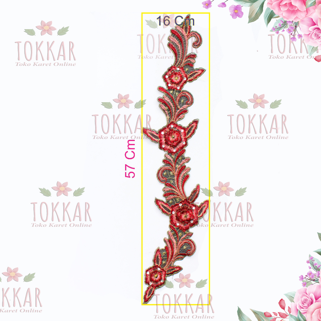 (Per Pcs) AP459 Aplikasi Bordir Tempel Bunga Cantik / Renda Dada / Aplikasi Dada