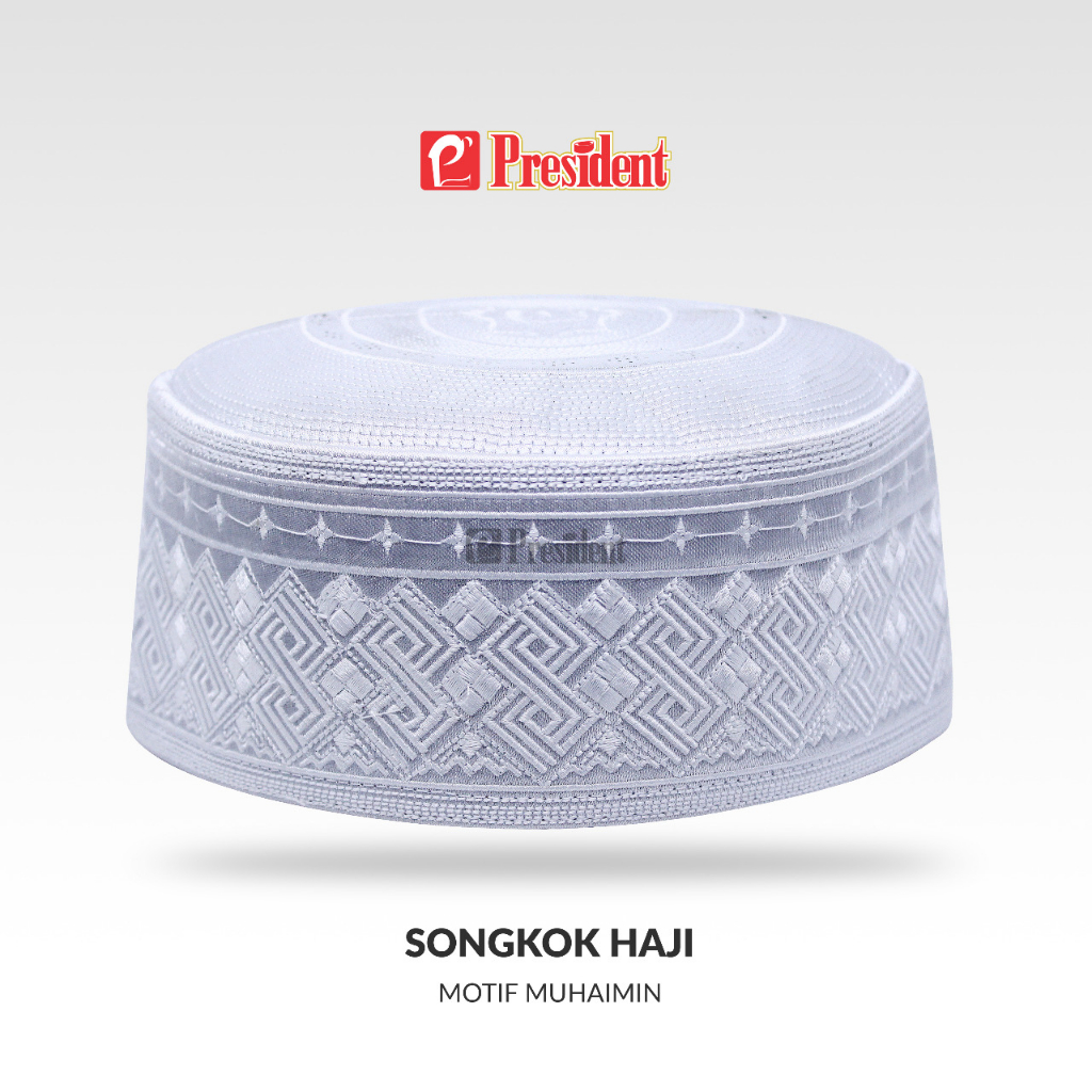 Peci Putih / Peci Haji Putih President Motif Al Muhaimin