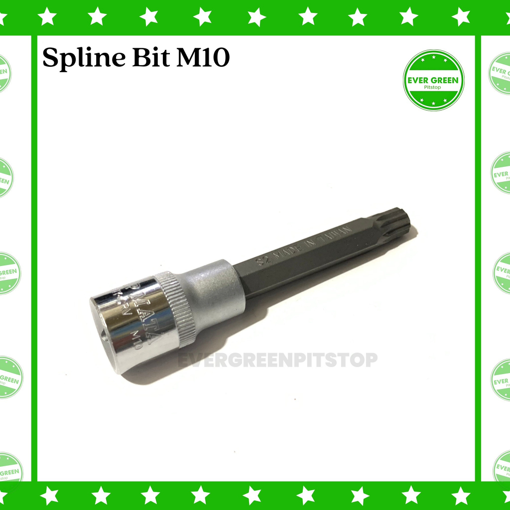 Splin Bit M10 Mata Kunci Sok Bintang Segi Duabelas Spline Bit Socket Avanza Kunci Sok Bintang 12 1/2