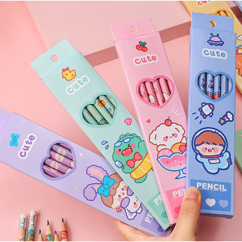 

Pensil Cute 1 Set Isi 6pcs Dengan Penghapus / Alat Tulis Sekolah Anak 6in1 Pensil Bergambar Karakter Unik Lucu