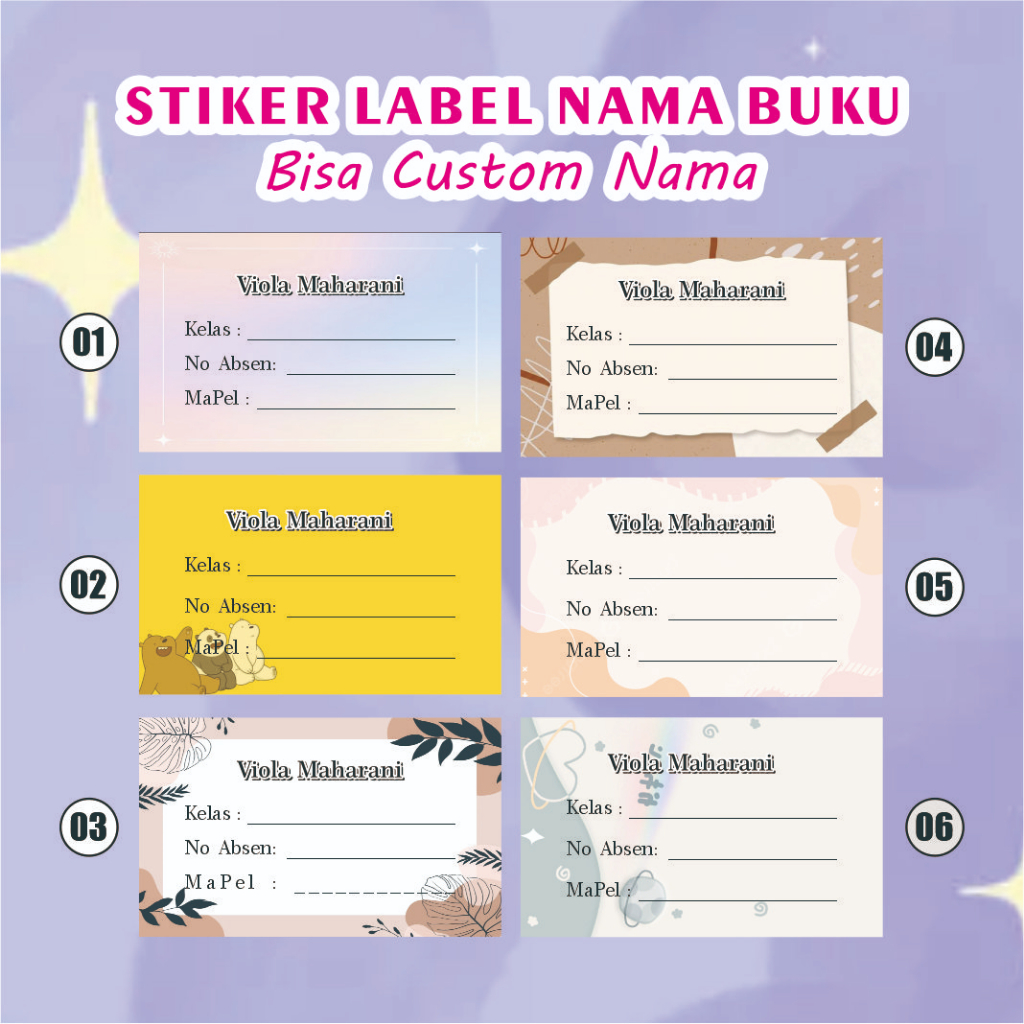 

stiker nama buku (name tag)