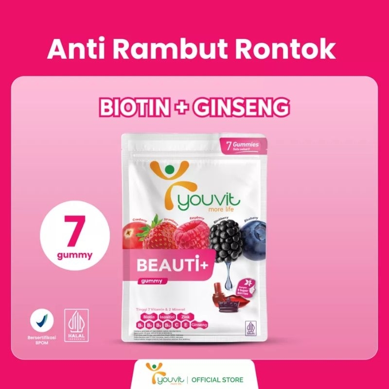 Biotin Gummy Untuk Rambut Rontok - YOUVIT Beauti+ 7 Hari