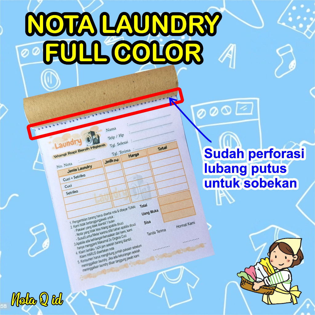 

Nota Laundry full color 2 ply Kecil