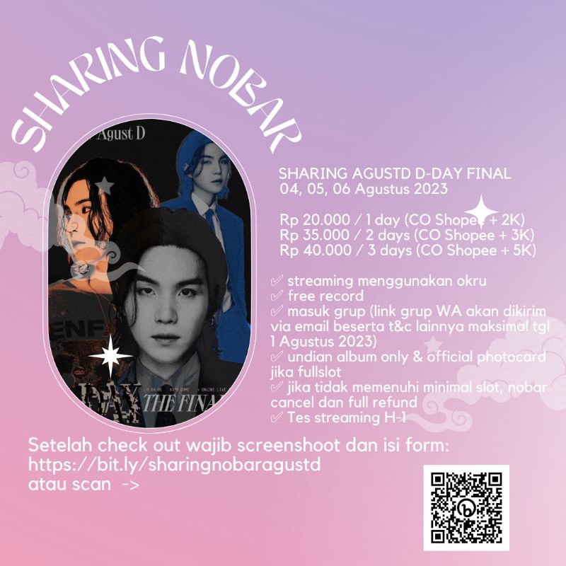 OPEN PRIVATE SHARING NOBAR ONLINE BTS AGUSTD D-DAY THE FINAL CONCERT BY WISHNOONA