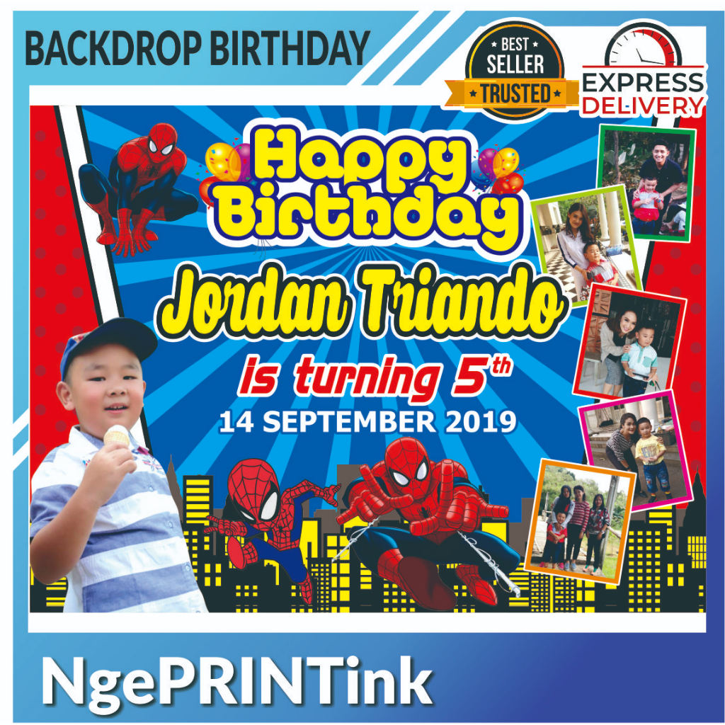 SPIDERMAN Birthday | Banner | Backround | Spanduk | Backdrop Ulang Tahun Anak