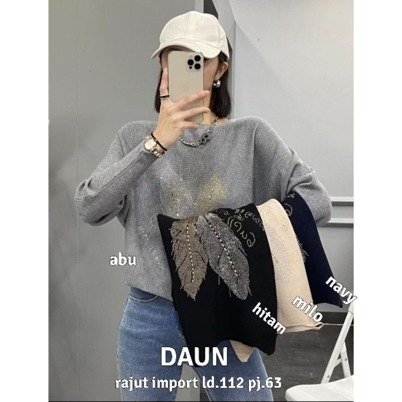 rajut Batwing feather/rajut leafy terbaru/kaos rajut import/blouse rajut import
