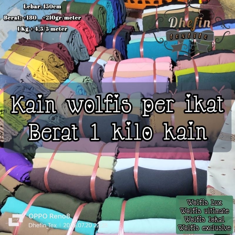 kain wolfis warna per ikat(isi 1 kilogram kain)/wolfis Lux/wolfis exclusive/wolfis lokal