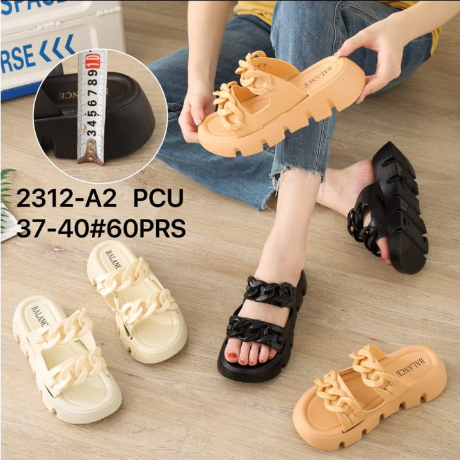 Sandal Wanita Karet Jelly Tebal Sandal Platform Wanita Import Sendal Wedges Rantai Curly Kekinian