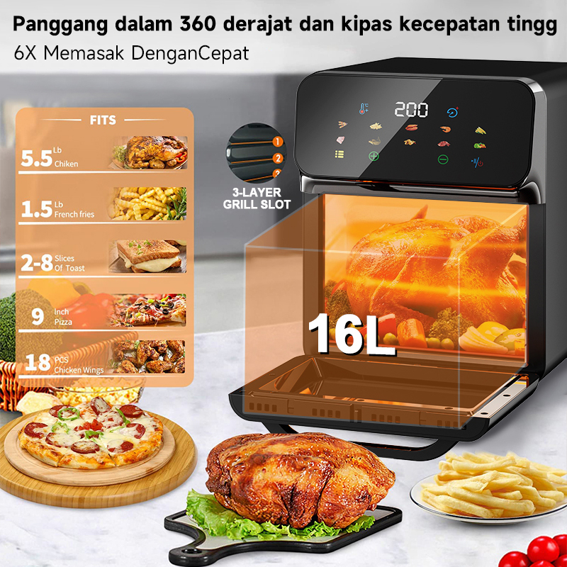 Air Fryer low watt penggorengan udara fryer tanpa minyak 16L airfryer Touch Screen layar sentuh Mesin Fryer Pot goreng tanpa minyak alat masak