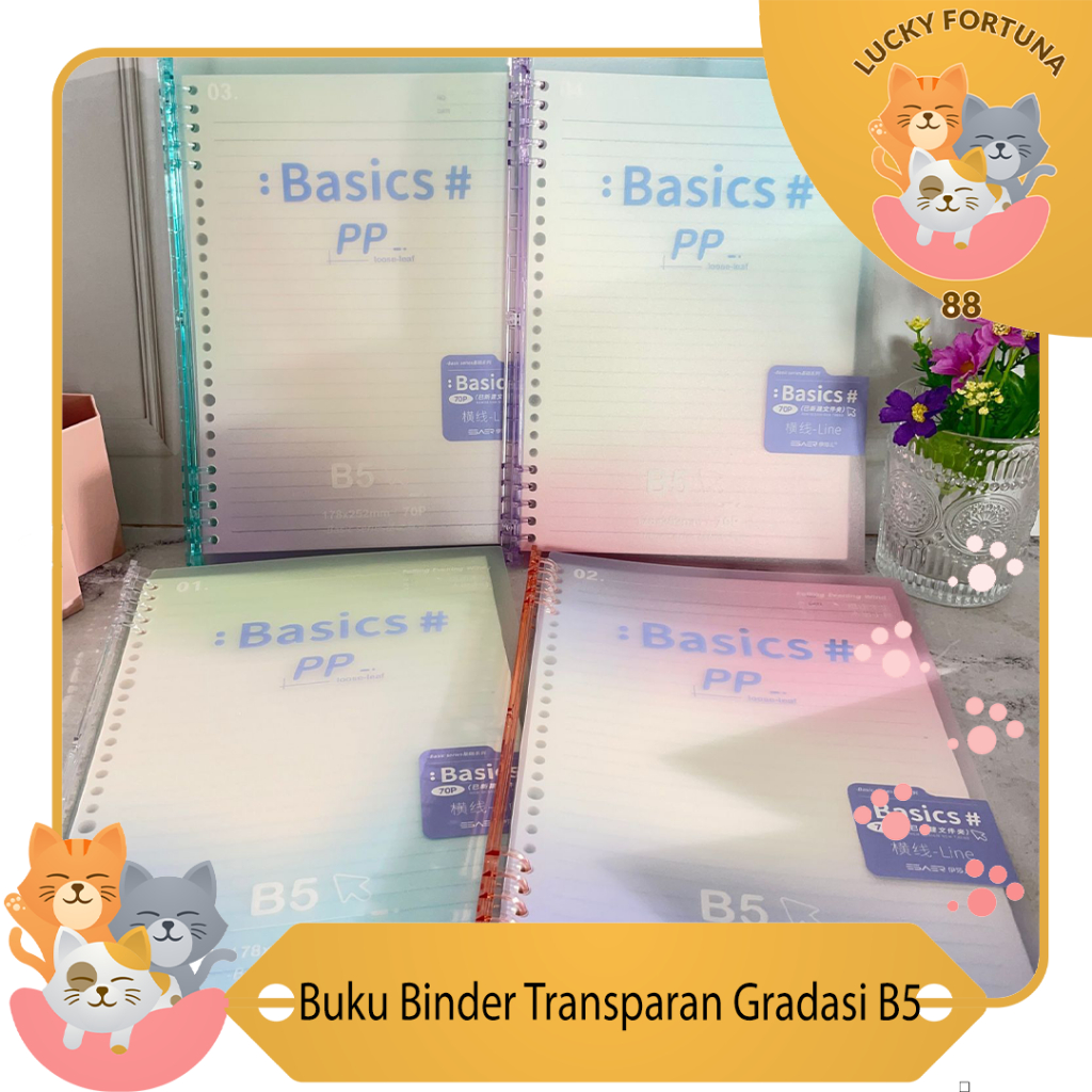 

Buku Binder Transparan Gradasi Ukuran b5 Free isi Kertas bergaris lucu Buku Binder Premium Lucu murah