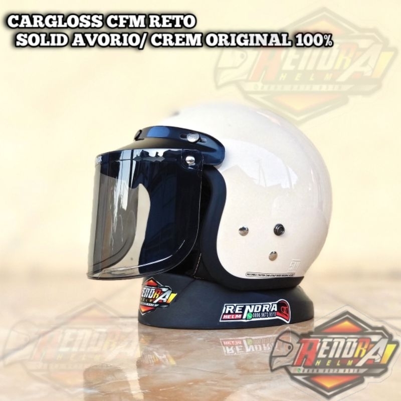 Helm CARGLOSS CFM RETRO CREM ORIGINAL 100%  CARGLOSS RETRO + KACA