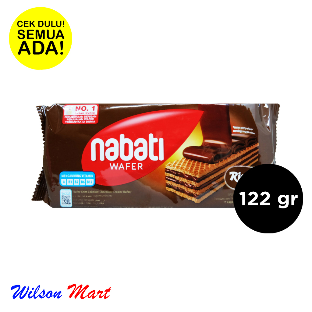 

RICHOCO NABATI CHOCOLATE WAFER KRIM COKLAT 122 GRAM