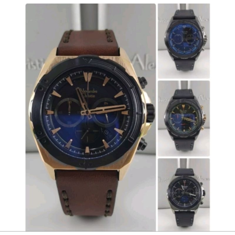 Original Jam tangan pria Alexandre Christie ac 6664/ ac6664 tali kulit