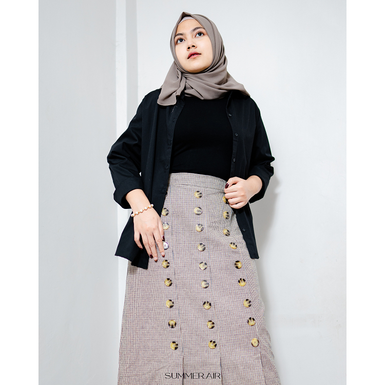 SUMMER.AIR Rok Linen Rok Span Kantor Rok  Linen Textured Wanita Remaja Korean Style Skirt