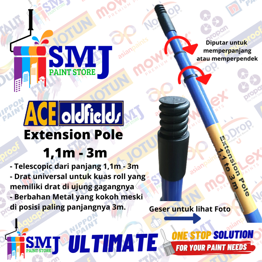 Tongkat Roller Cat extension pole panjang 3m ACE OLDFIELD