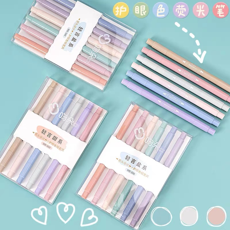 

COD✨ 6PCS/set Stabilo Pastel Warna Kepala Ganda Lucu/ Highlighter Warna Morandi Kapasitas Besar Untuk Stationery Tombol Stroke Fluorescent Kepala Lembut -Yinmer