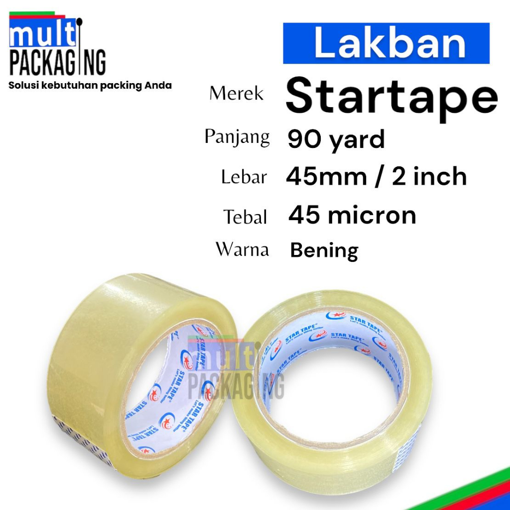 

Lakban Selotip Star Tape uk. 45mm x 90 yard x 45 micron