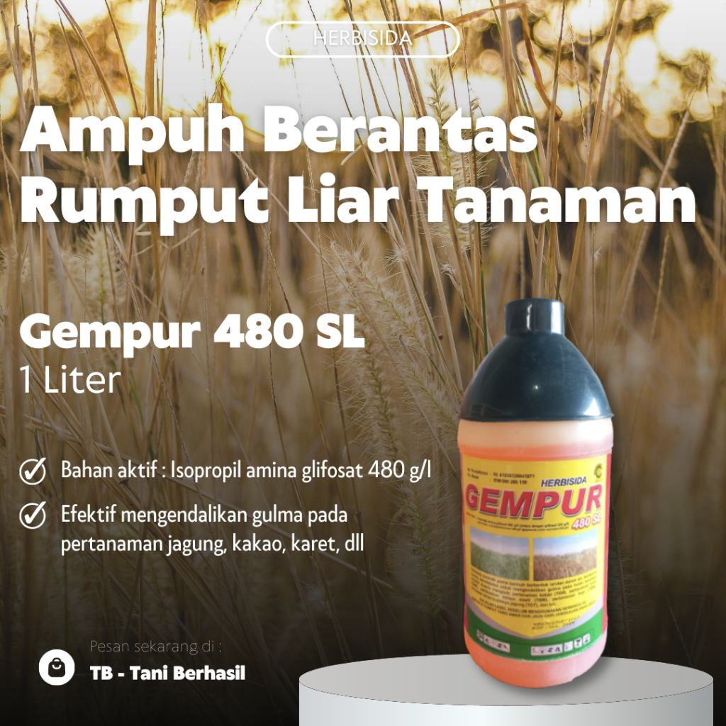 Herbisida Gempur 480SL 1 L, Obat Pembasmi Rumput Liar / Gulma