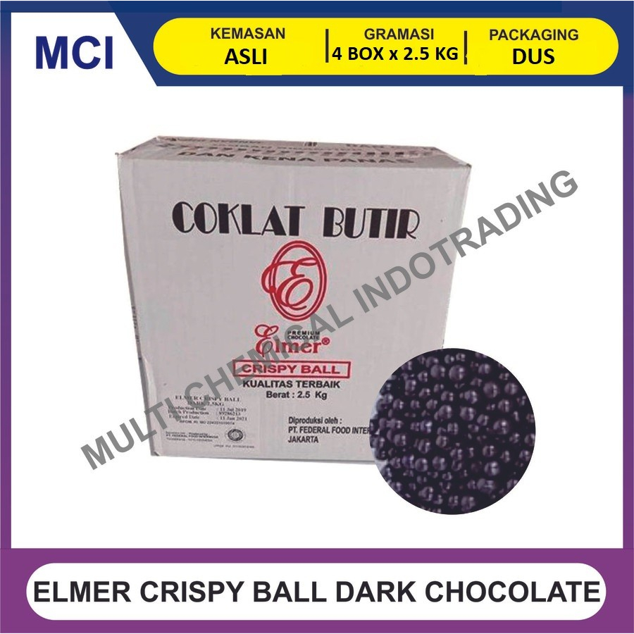 

ELMER CRISPY BALL 2.5 KG DARK CHOCOLATE - 1 DUS 4 BOX