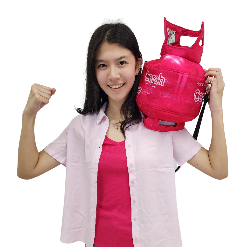 Tas Bentuk Tabung Gas Pink Parodi LPG Elpiji 3 kg Kado Unik Kado Ultah hadiah kado unik lucu ulang t