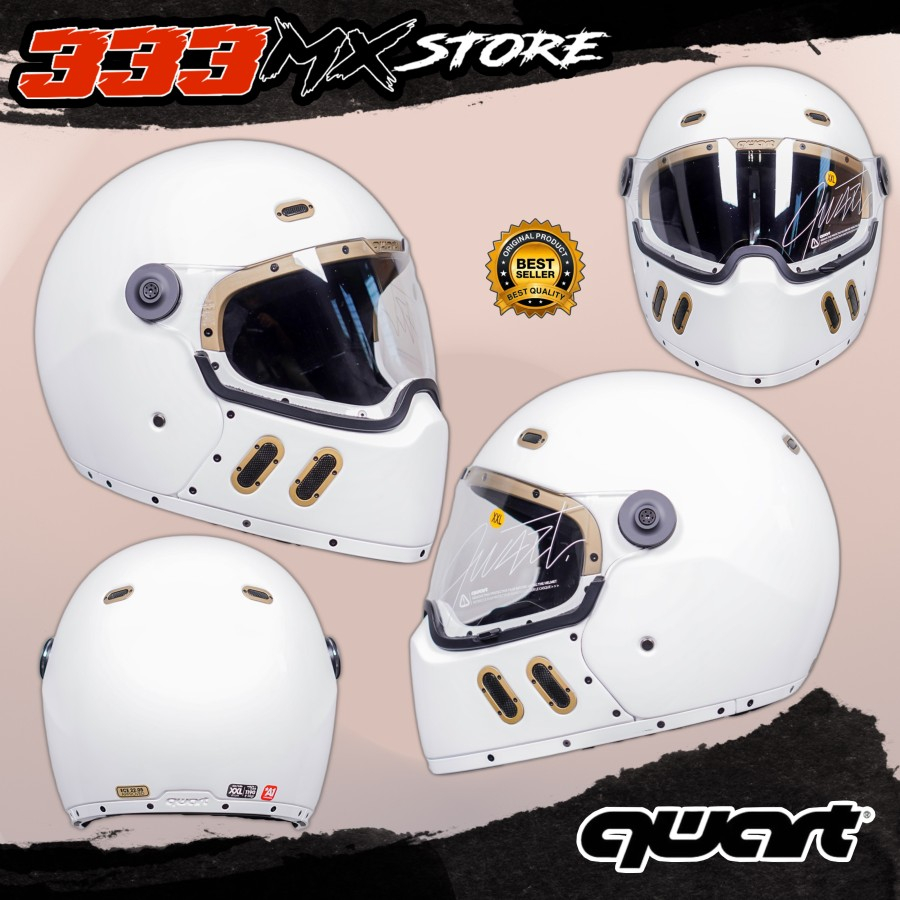 HELM QWART PHOENIX STD GLOSSY WHITE FULL HALF FACE HELMET QWART ORI
