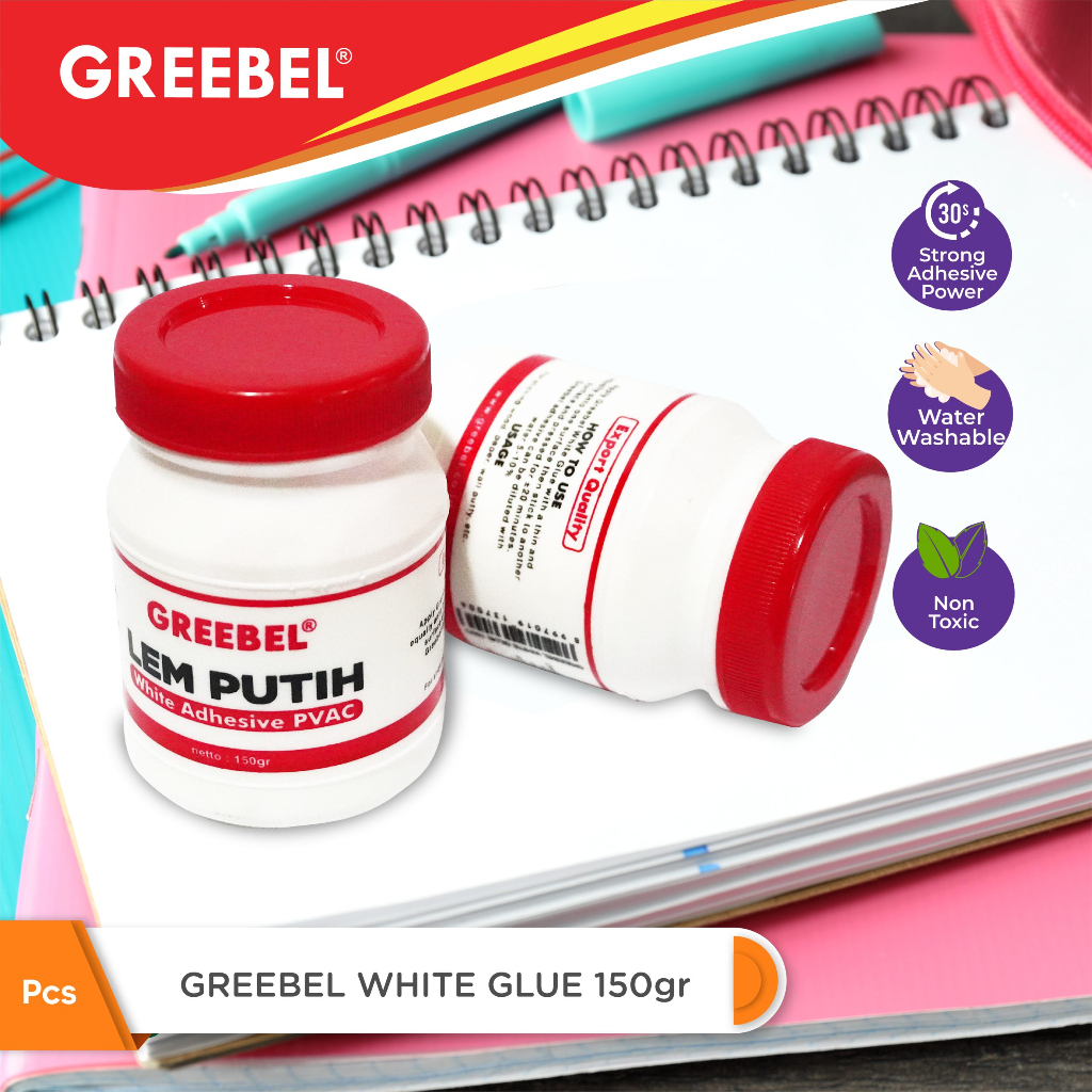 

LEM PUTIH GREEBEL PVAC / LEM FOX GREEBEL 150gr/ Lem Putih Kertas/Lem Putih Greebel 150g | White Adhesive Glue | Lem Cair