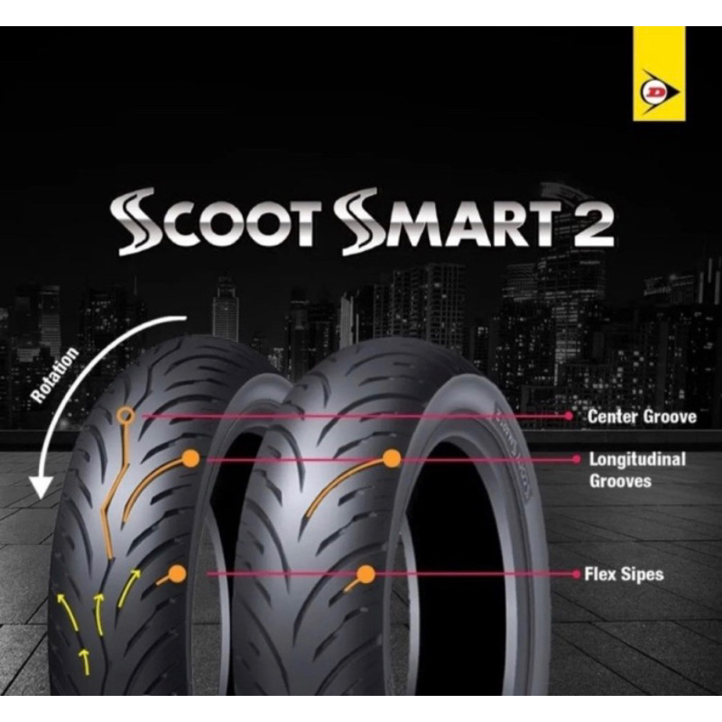 DUNLOP BAN NMAX BELAKANG RING 13 SCOOTSMART2 130/70-13 PCX ADV 150 160 TUBBLES TUBLES ORIGINAL