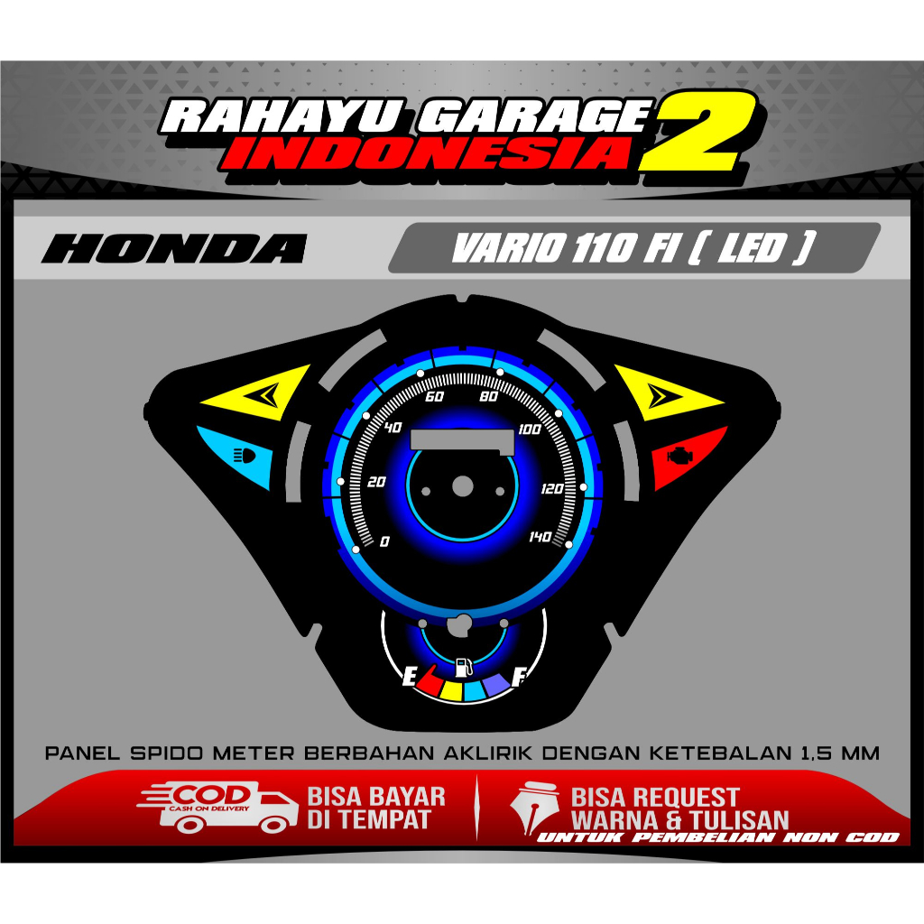 papan speedometer custom vario 110 fi led panel spido meter custom vario 110 fi led