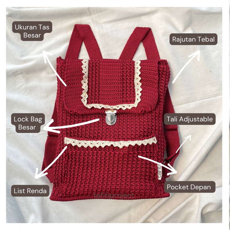 NEW TAS RAJUT RANSEL NAMI BAG TAS RENDA UKURAN BESAR TEBAL BERKUALITAS