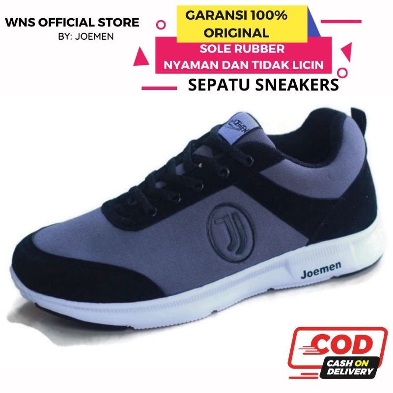 ORIGINAL Sepatu Sneakers Pria Casual Kerja Hitam