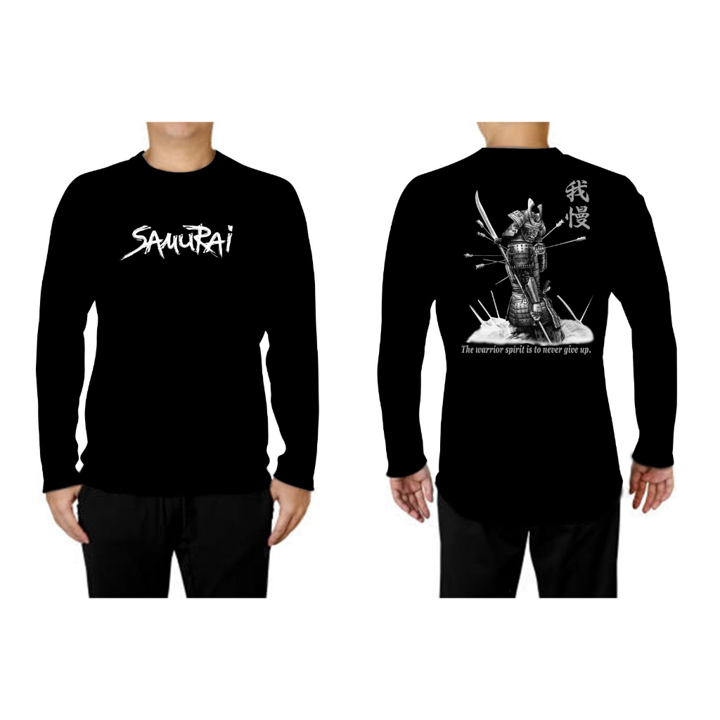 KAOS LENGAN PANJANG PRIA "DTF SAMURAI+PANAH" GAMBAR DEPAN BELAKANG KEREN