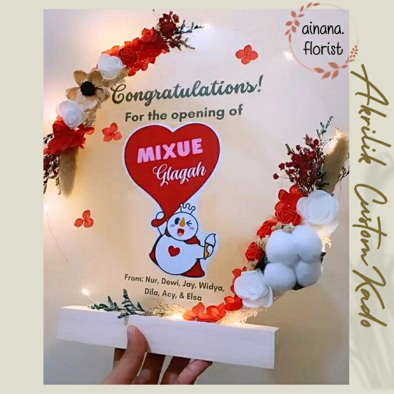[SUPER LARGE] Kado Unik Akrilik Custom 30CM atau Kubah A4  [LARGE plus LED LAMPU] kado wisuda/kado o