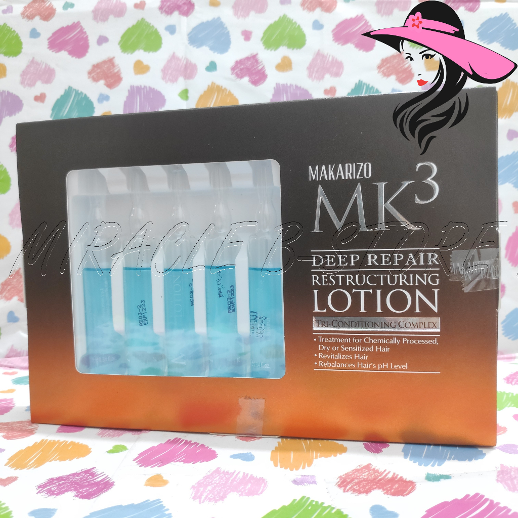 MAKARIZO MK3 DEEP REPAIR RESTUCTURING LOTION 5 × 10 ML SERUM RAMBUT / RUSAK / WARNA / KERING / RONTO