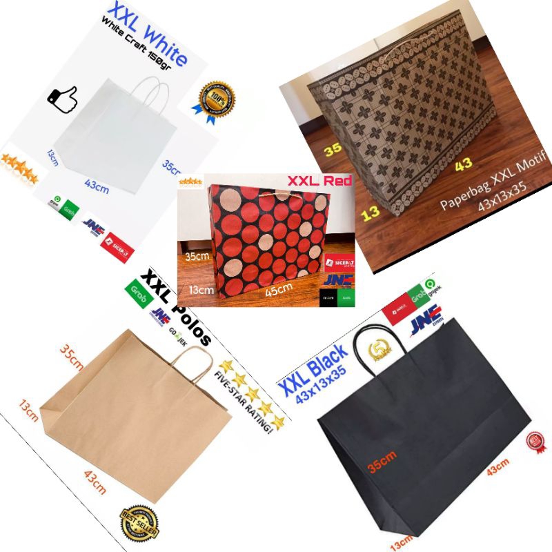 

Paperbag XXL Polos besar, jumbo, tas kertas, 20 pcs /tas belanja, goodie bag, shopping bag ,