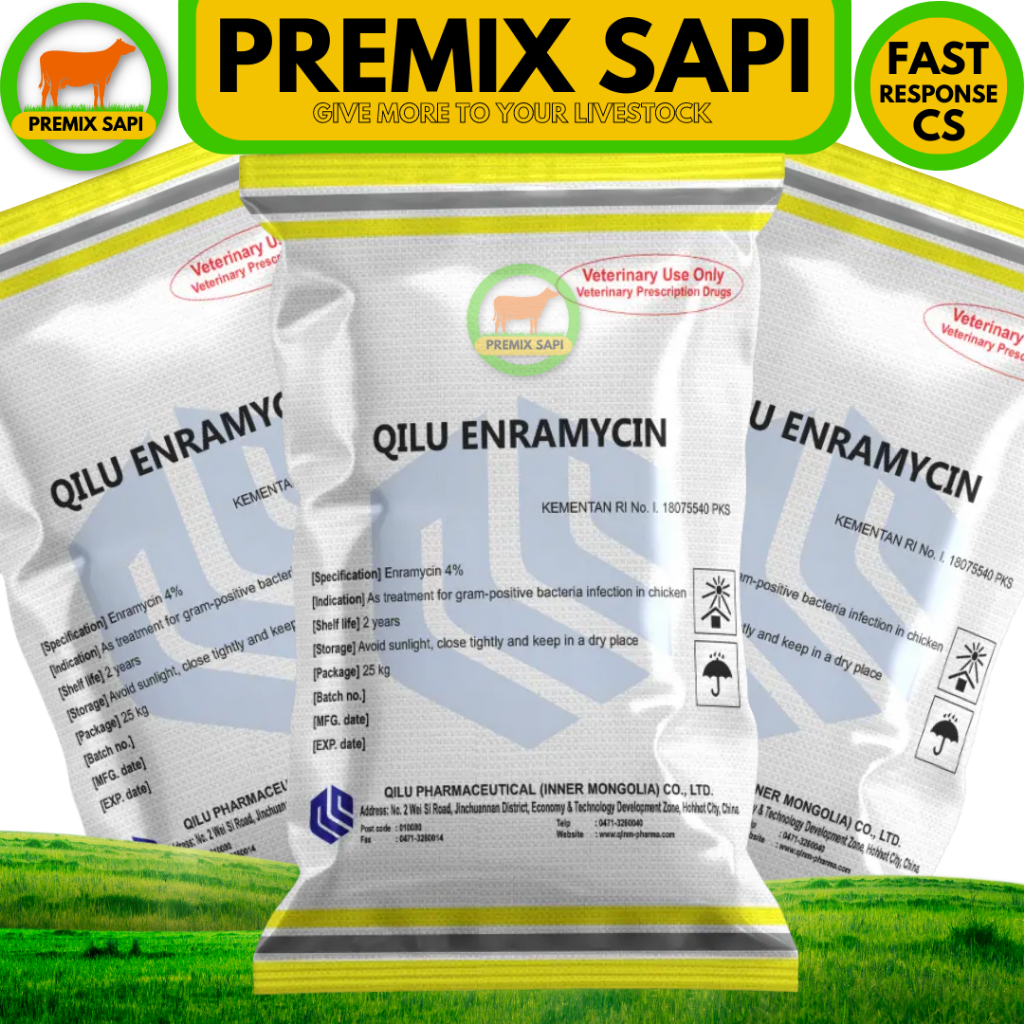 QILU ENRAMYCIN 4% (AGP) 1 SAK (25KG) - Premix Anti Microba Feed Additive Pemacu Produksi Telur - AGP