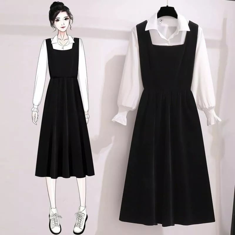 Ocha| Fashion baju wanita muslim korea| midi aleta dress 2in1 korea style wanita remaja muslim premi