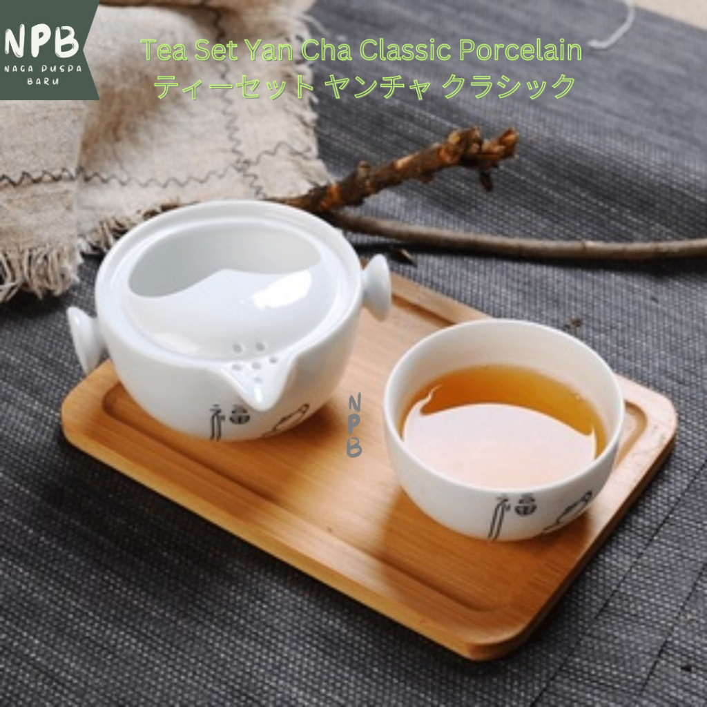 Tea Set Yan Cha Classic Porcelain (1 Teko + 1 Cangkir) - Cangkir Teko TEH Set Yan Cha - Cangkir Set
