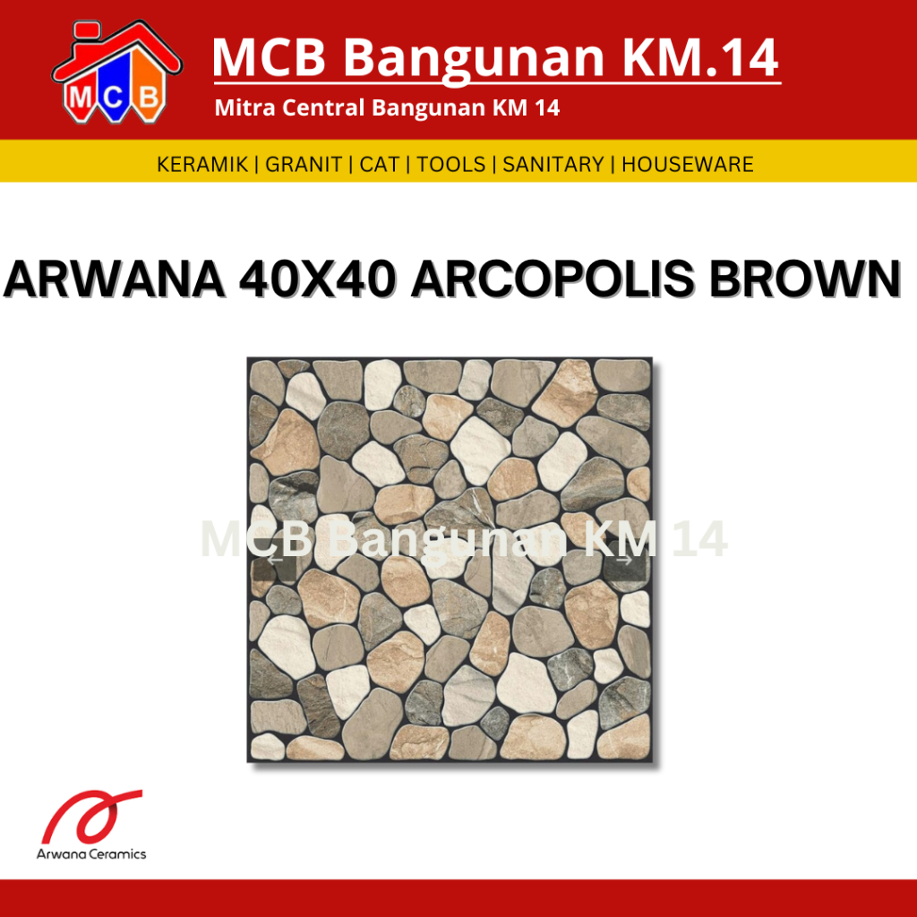 Keramik Arwana 40x40 Arcopolis Brown - Keramik lantai - Keramik kasar - keramik ukuran 40x40
