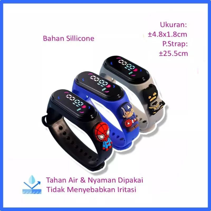 JAM TANGAN ANAK DIGITAL ANTI AIR MOTIF KARTUN  LED WARNA WARNI ANAK LAKI-LAKI