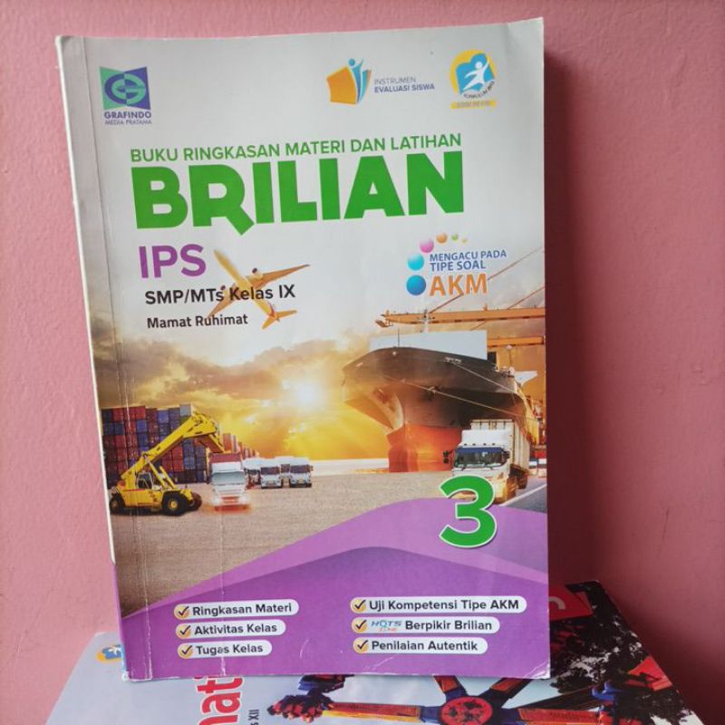 Buku ringkasan materi dan latihan Brilian IPS kelas 9 SMP/MTs grafindo bekas