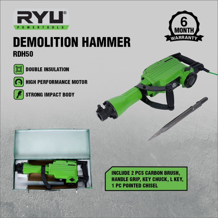 RYU DEMOLITION HAMMER RDH 50 - RDH50 MESIN BOBOK ASPAL, JALAN - PERKAKAS RDH 50