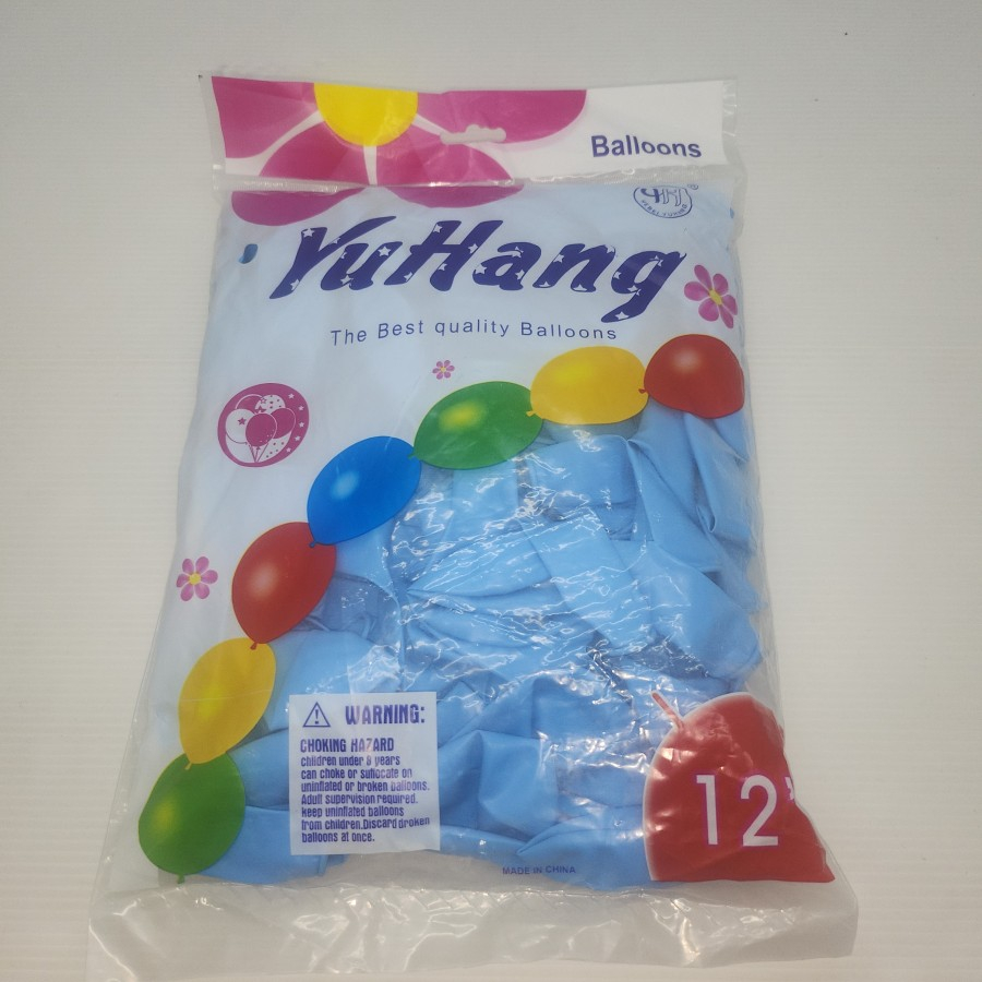 Balon Latex Doff  Pastel 12 inch Merk Yuhang 1 pak isi 100bh