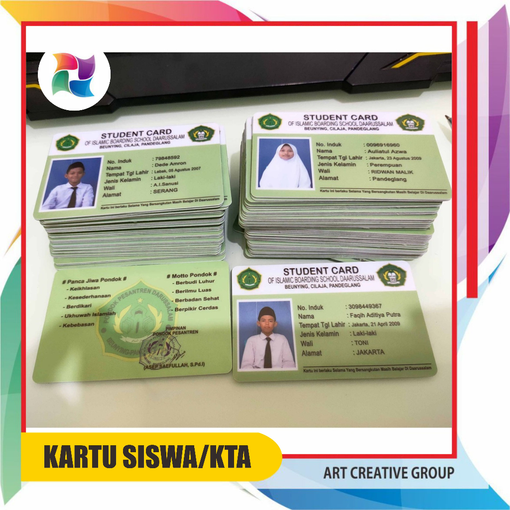 

kartu pelajar id card tebal pvc