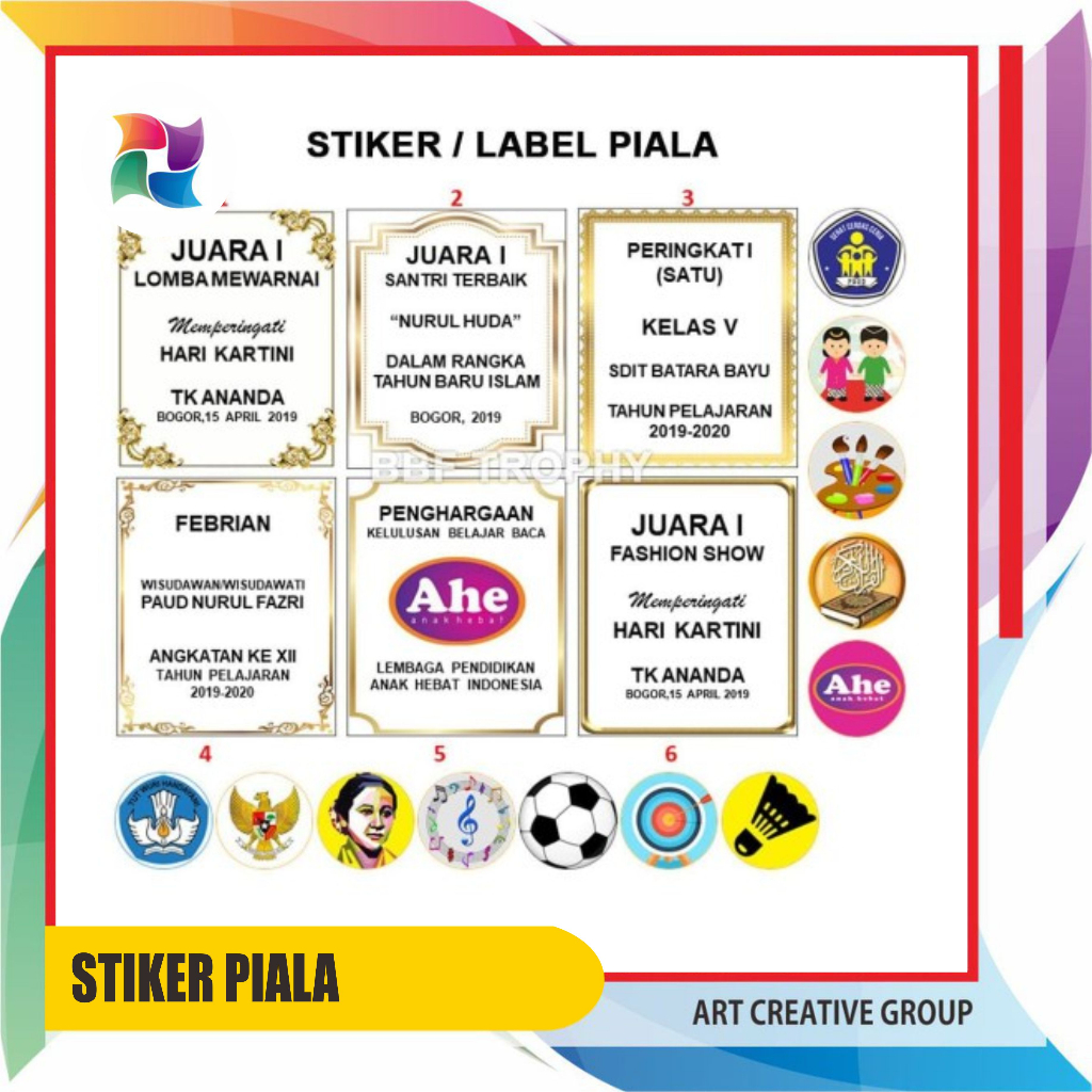 

Stiker / Label Piala ( Untuk Logo dan Tulisan ditatakan)