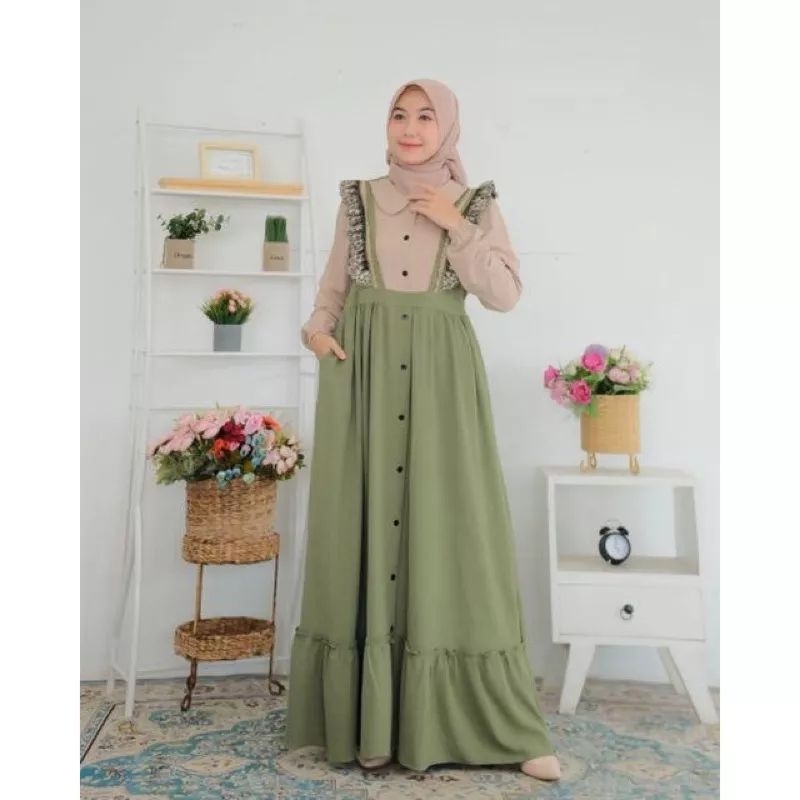 Gmais Cringkel AirFlow Renda Cindy Dress Kringkel Premium Terbaru2023 Baju Gamis Lebaran wanita Crin