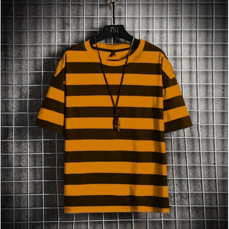Baju Kaos Stripe Garis Garis Salur Baju Kaos Pria Distro Kaos Lengan Pendek Kaos Pria Dewasa